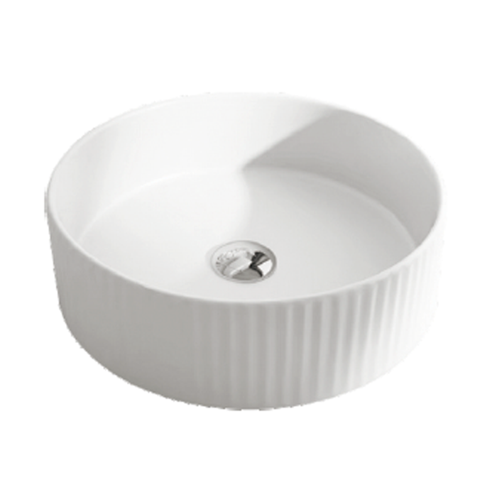 Round Fluted Ceramic Wash Basin 360 White
