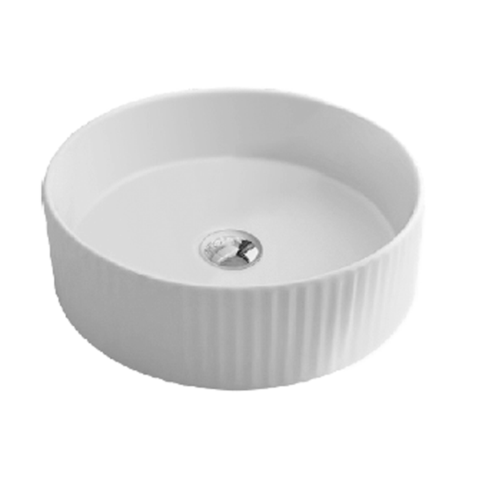 Round Fluted Ceramic Wash Basin 360 Matte White