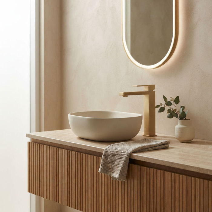 Bresso Square Tall Basin Mixer - Brushed Gold