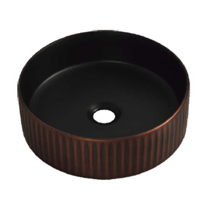 Round Fluted Ceramic Wash Basin 360 Terracotta