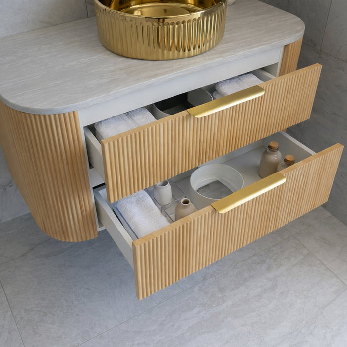 1200mm Oak Curved Fluted Vanity