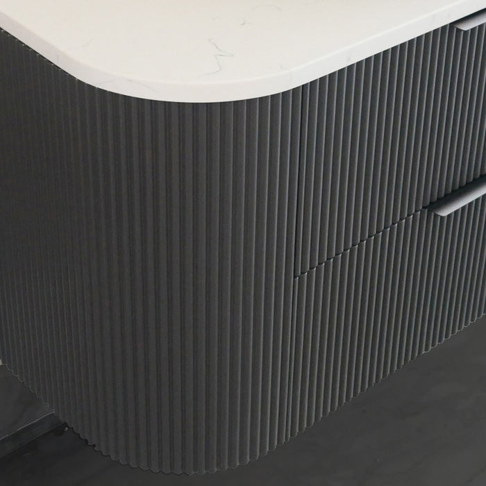 1200mm Gunmetal Grey Curved Fluted Vanity