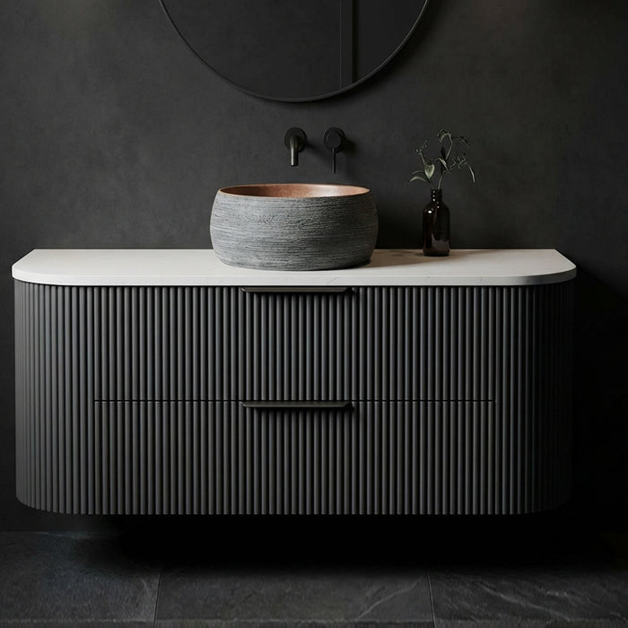 1200mm Gunmetal Grey Curved Fluted Vanity