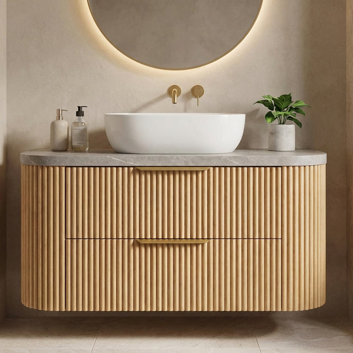 1200mm Oak Curved Fluted Vanity
