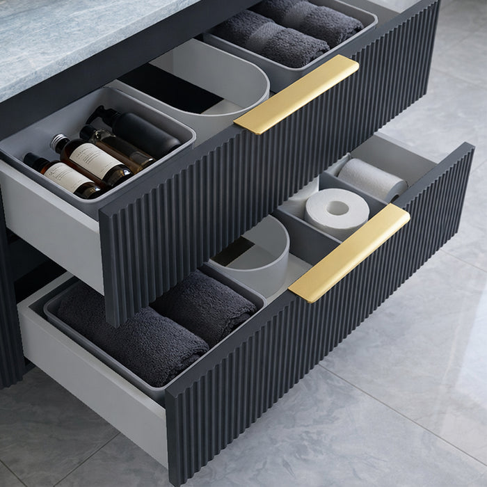 1200mm Matte Black Curved Fluted Vanity