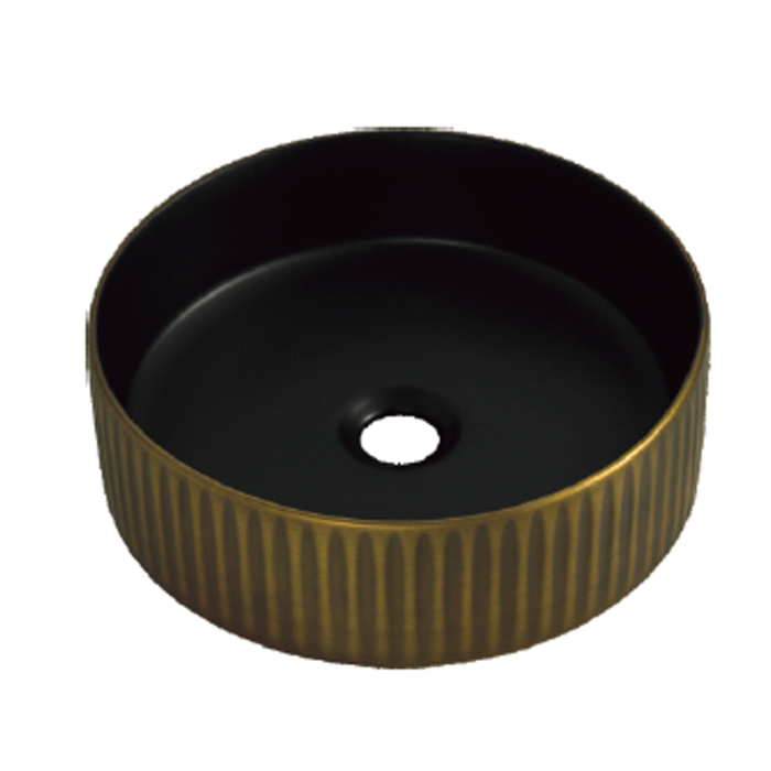 Round Fluted Ceramic Wash Basin 360 Dark Olive