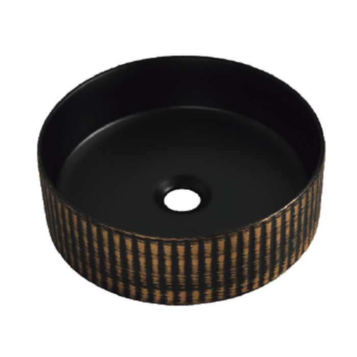 Round Fluted Ceramic Wash Basin 360 Burnished Bronze