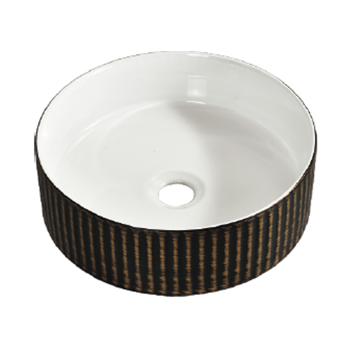 Round Fluted Ceramic Wash Basin 360 Walnut Brown
