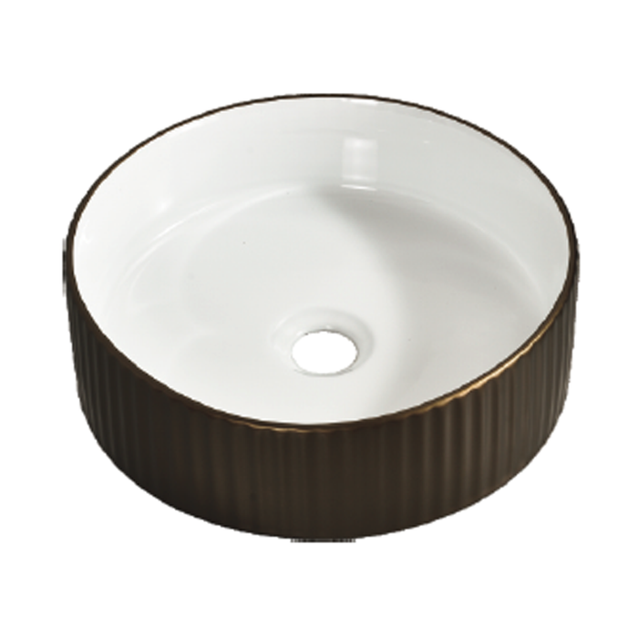 Round Fluted Ceramic Wash Basin 360 Coffee Bean
