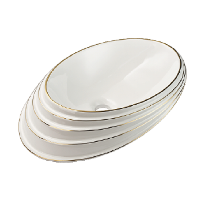 Slant Edge Ceramic Wash Basin 520 Silver Line