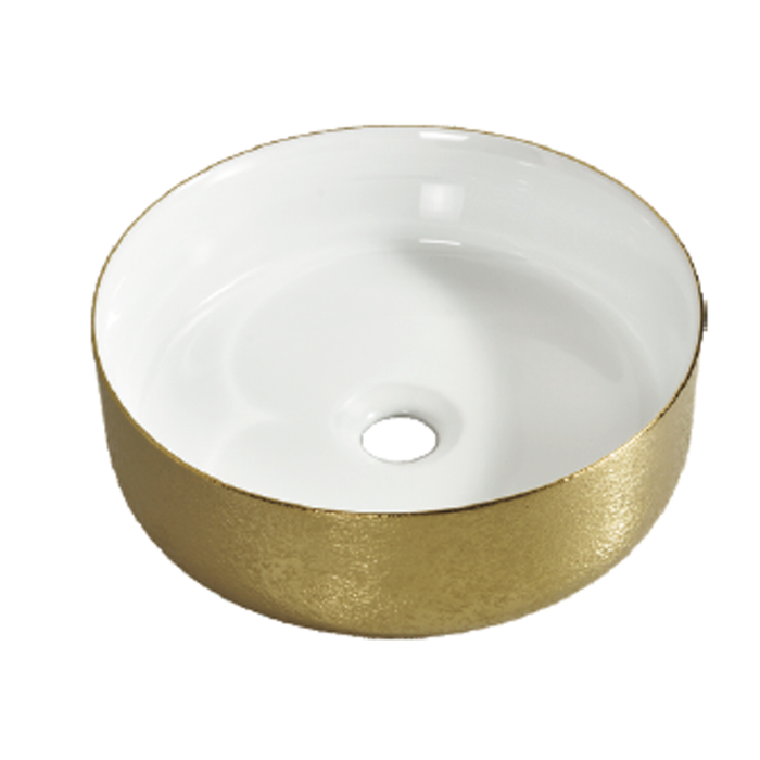 Round Ceramic Wash Basin 360 White Gold