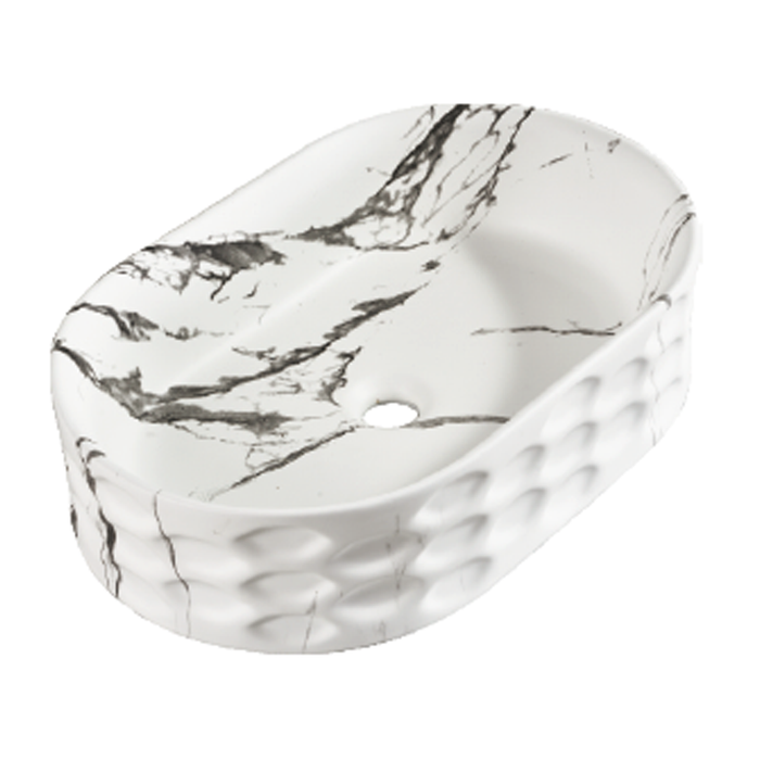 Oval Ceramic Wash Basin 550 Matte Marble