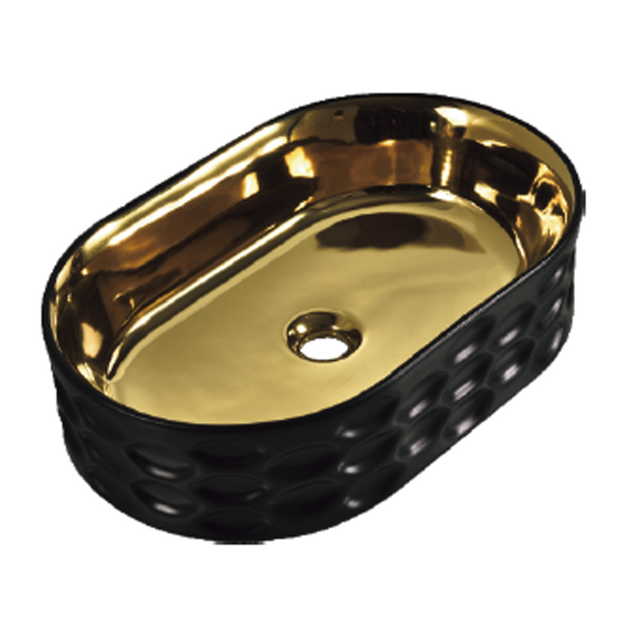 Oval Ceramic Wash Basin 550 Black Gold