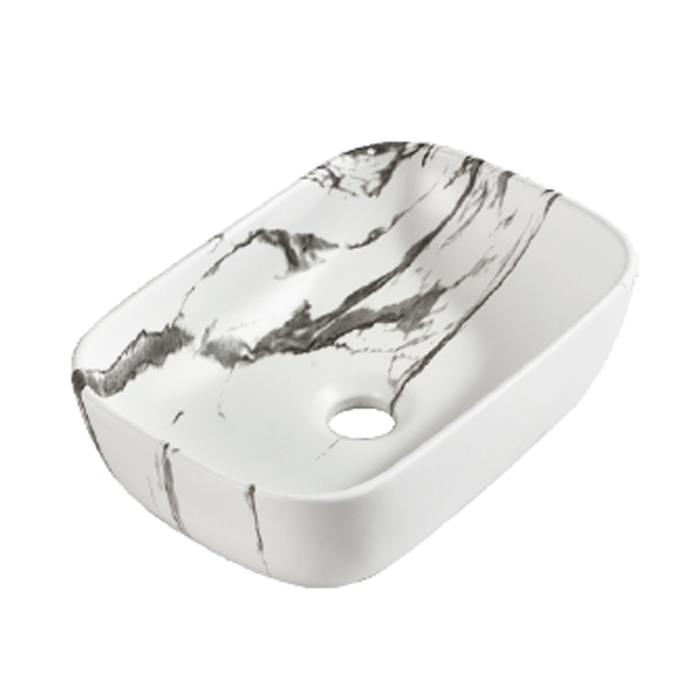Soft Rectangle Ceramic Wash Basin 360 White Marble