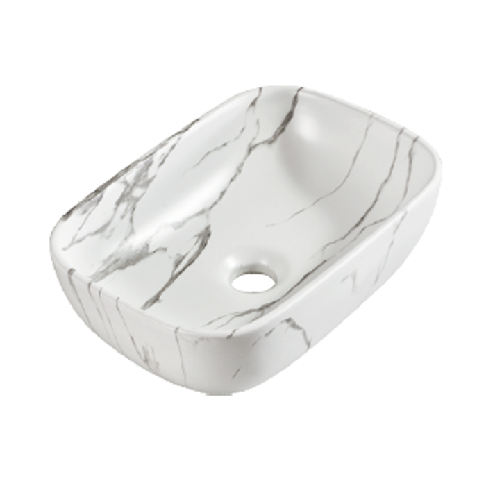 Soft Rectangle Ceramic Wash Basin 360 Matte Marble
