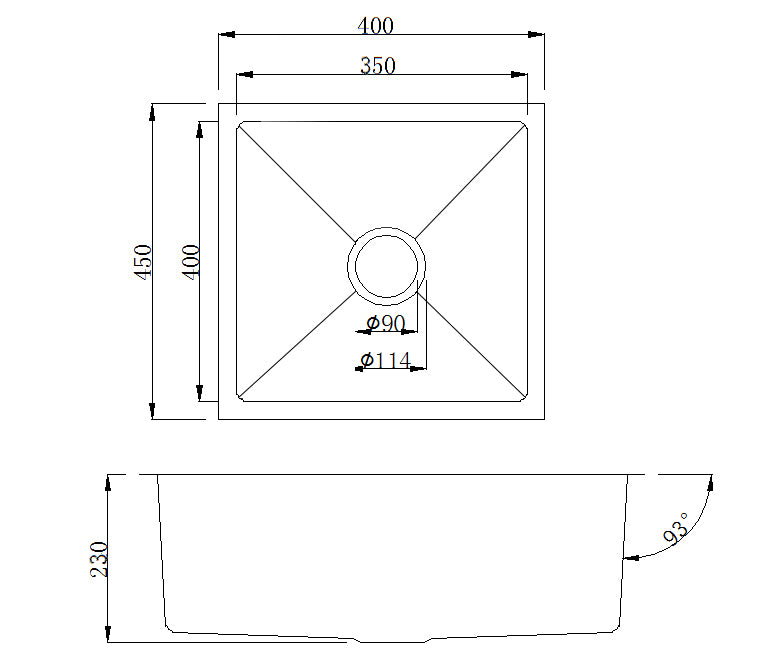 400 x 450 Brushed Gold Stainless Steel Sink