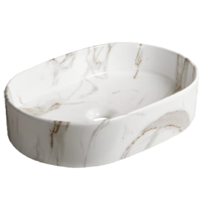 Oval Ceramic Wash Basin 555 Matte Marble