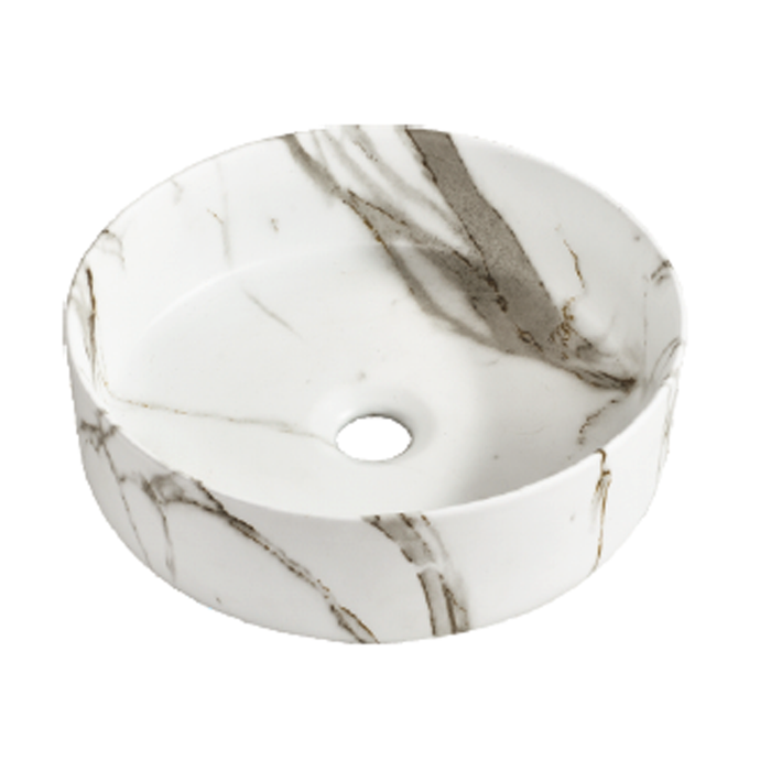 Round Marble Ceramic Wash Basin 360 Matte Marble