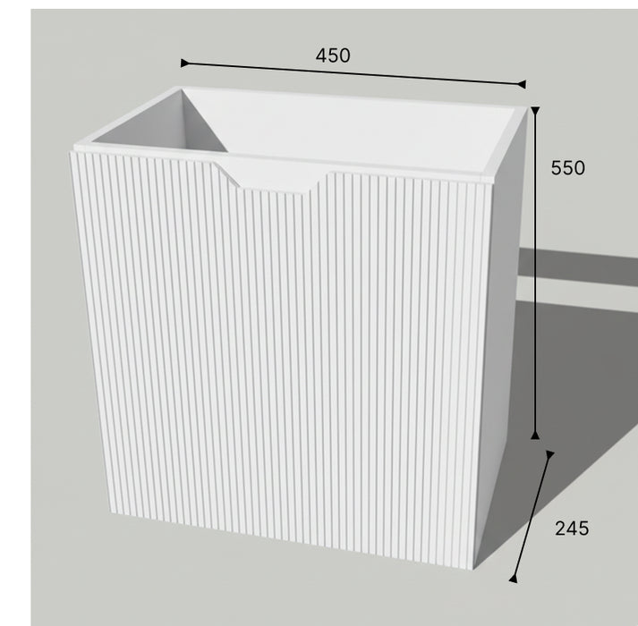 435mm Slim Wall Hung Fluted Vanity Oak