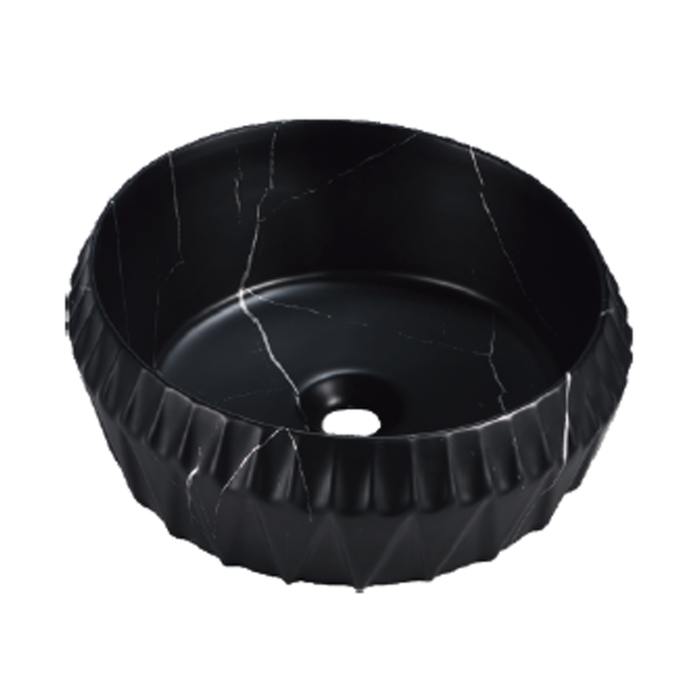 Angular Rim Ceramic Wash Basin 410 Black Marble