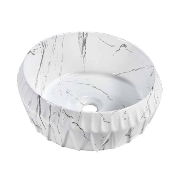 Angular Rim Ceramic Wash Basin 410 White Marble