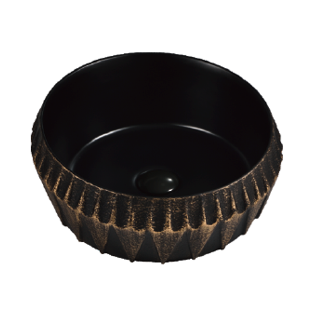 Angular Rim Ceramic Wash Basin 410 Burnished Bronze — Millano Bathrooms