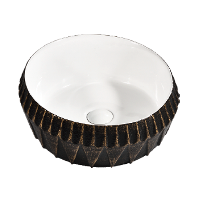 Angular Rim Ceramic Wash Basin 410 Walnut Brown