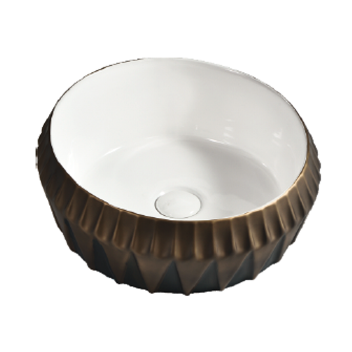 Angular Rim Ceramic Wash Basin 410 Coffee Bean