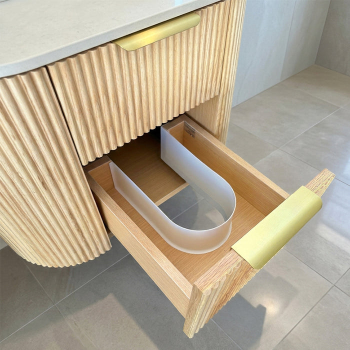 600mm Oak Curved Fluted Vanity