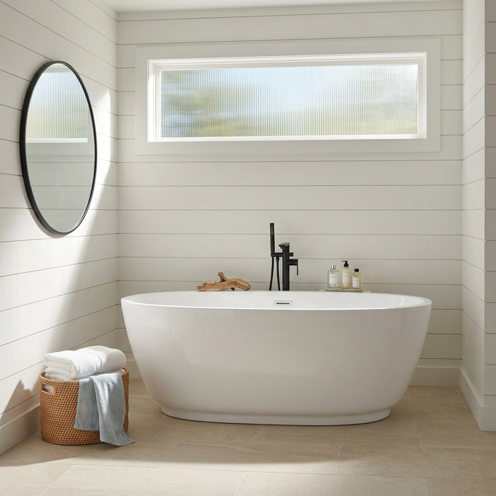 Rounded Freestanding Bathtub 1500 Matte White