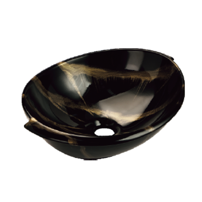 Round Whirl Ceramic Wash Basin 410 Black And Gold