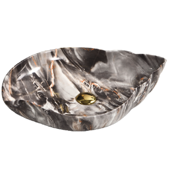 Geometric Ceramic Art Basin 565 Rose Grey