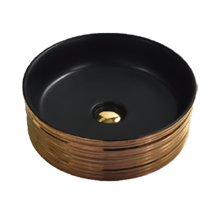 Round Reeded Art Basin 410 Black And Gold