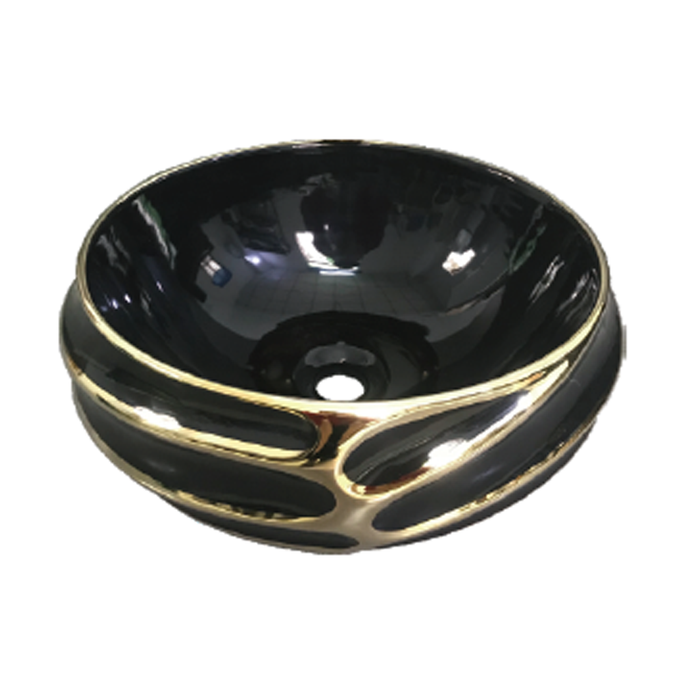 Round Art Basin 455 Black And Gold