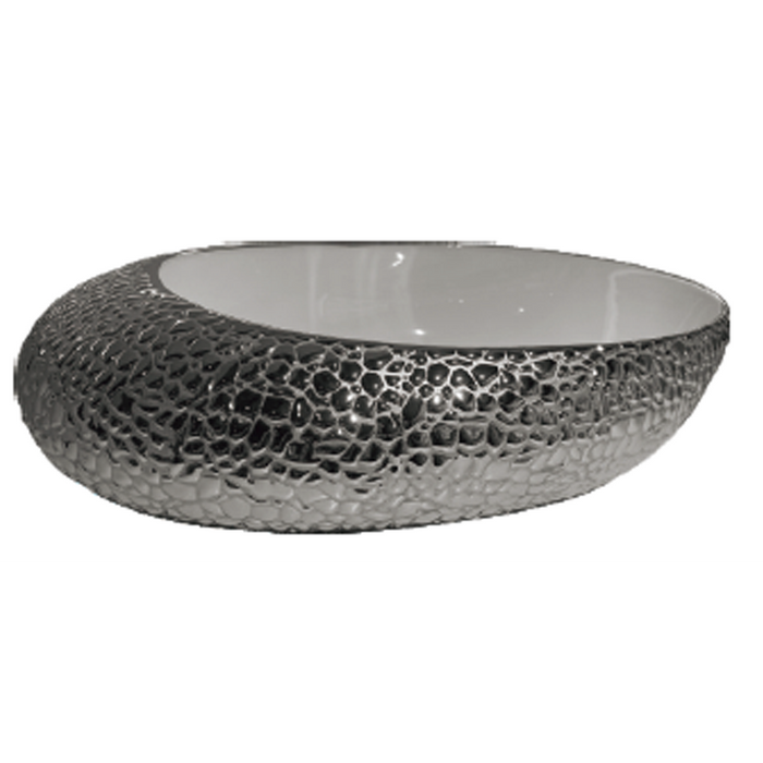 Round Slant Ceramic Art Basin 500 Silver