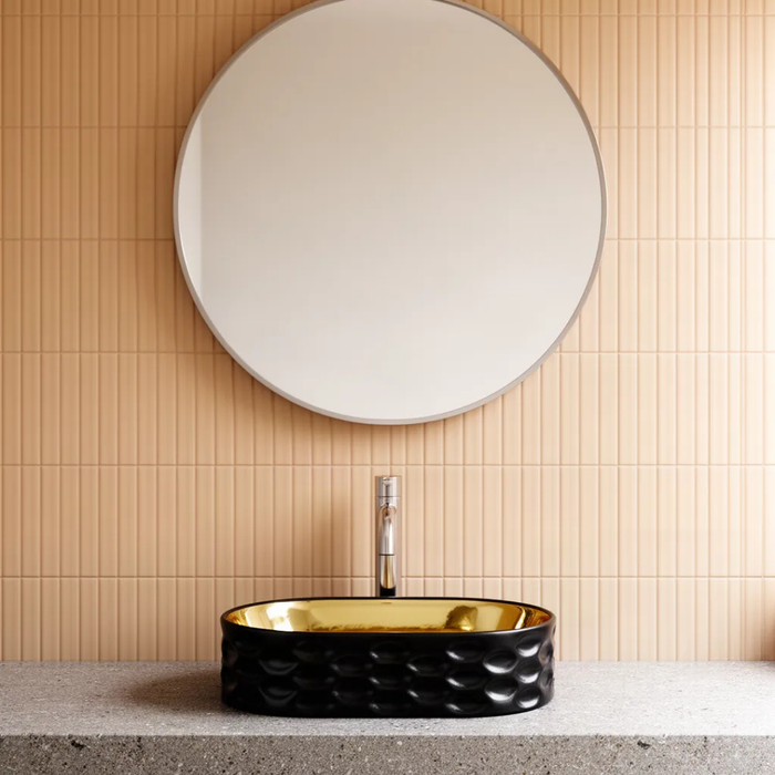 Oval Ceramic Wash Basin 550 Black Gold