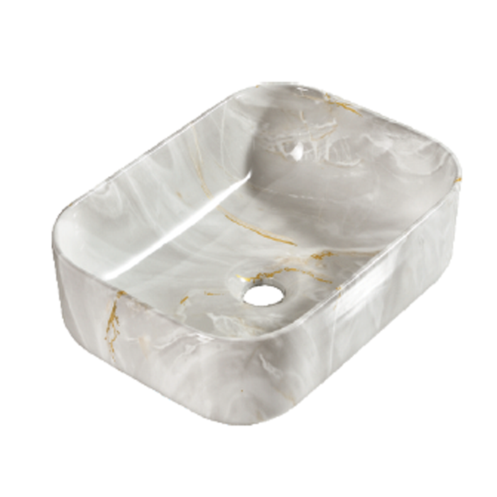 Soft Rectangular Ceramic Wash Basin 400 Warm Grey