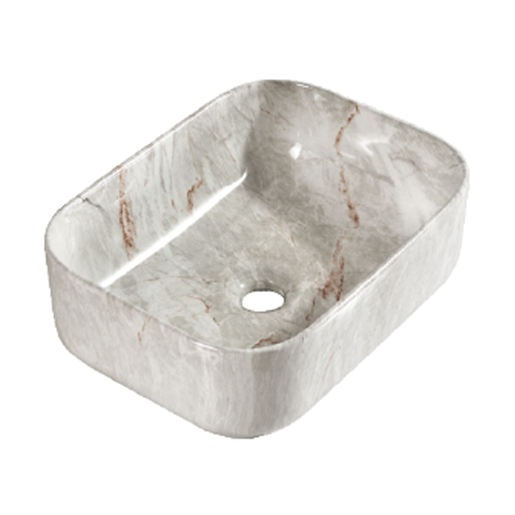 Soft Rectangular Ceramic Wash Basin 400 Pebble — Millano Bathrooms