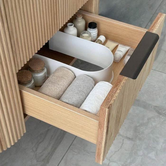 600mm Oak Curved Fluted Vanity