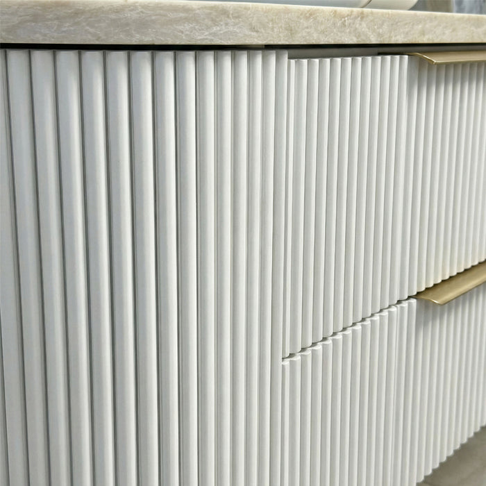 600mm Matte White Curved Fluted Vanity