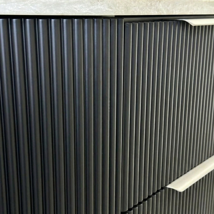 750mm Matte Black Curved Fluted Vanity
