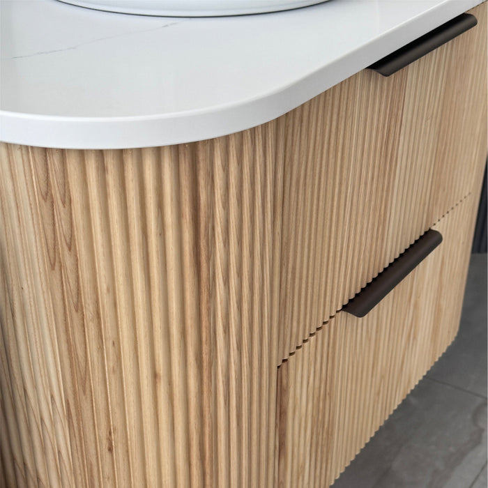600mm Oak Curved Fluted Vanity