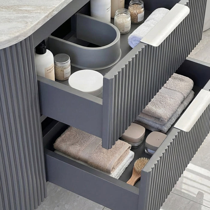 750mm Gunmetal Grey Curved Fluted Vanity