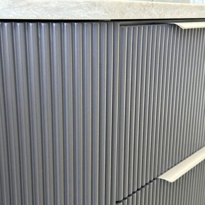 750mm Gunmetal Grey Curved Fluted Vanity