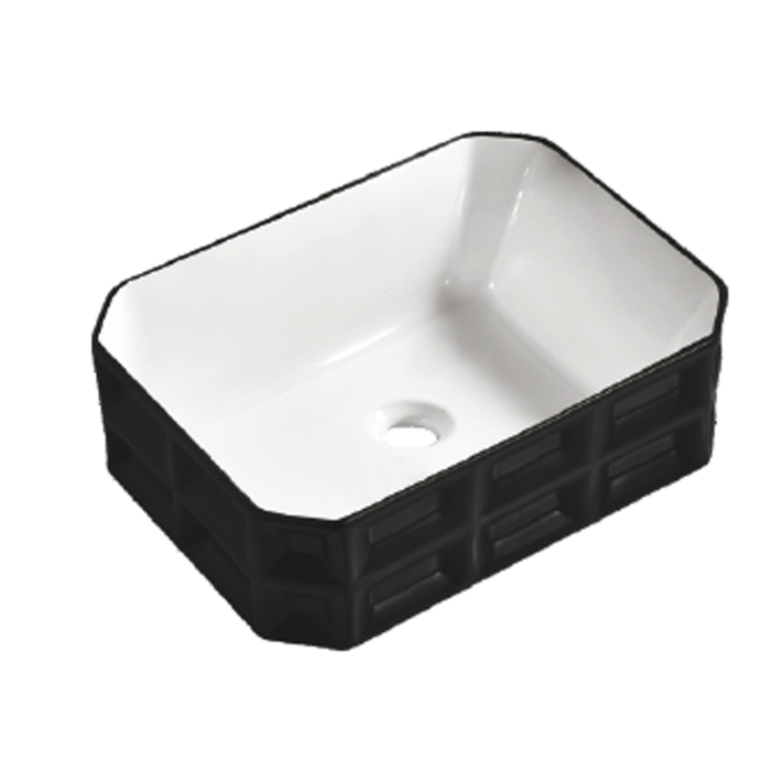 Angled Rectangular Ceramic Wash Basin 480 Black And White