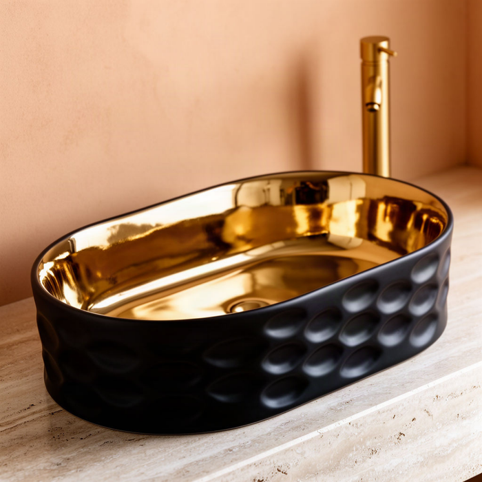 Oval Ceramic Wash Basin 550 Black Gold