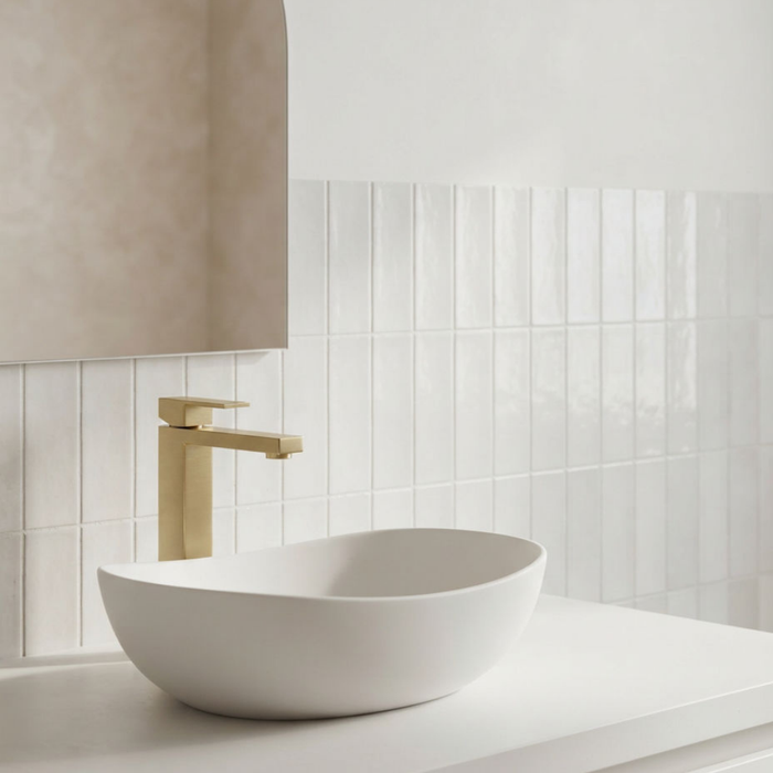 Bresso Square Tall Basin Mixer - Brushed Gold