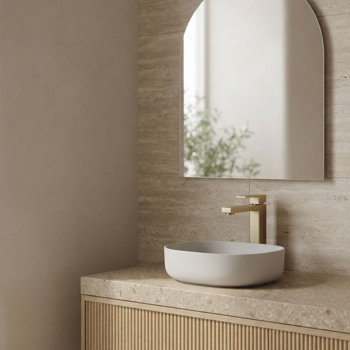 Bresso Square Tall Basin Mixer - Brushed Gold