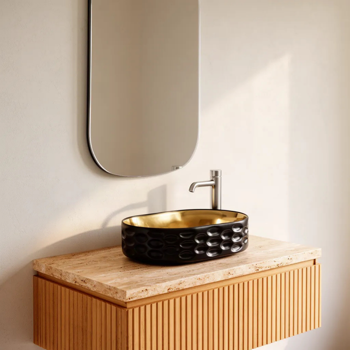 Oval Ceramic Wash Basin 550 Black Gold