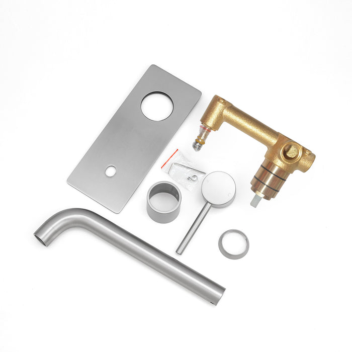 Miro In Wall Basin Spout and Mixer Set - Brushed Nickel